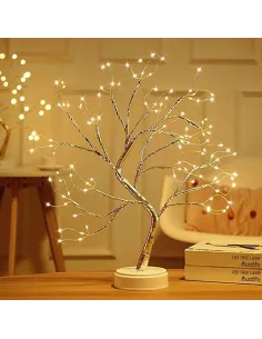 Bonsai artifical argintiu , incarcare USB si Baterii AAA ,108 led-uri alb cald