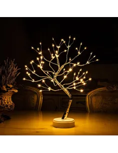 Bonsai artifical argintiu , incarcare USB si Baterii AAA ,108 led-uri alb cald 2
