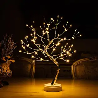 Bonsai artifical argintiu , incarcare USB si Baterii AAA ,108 led-uri alb cald 2
