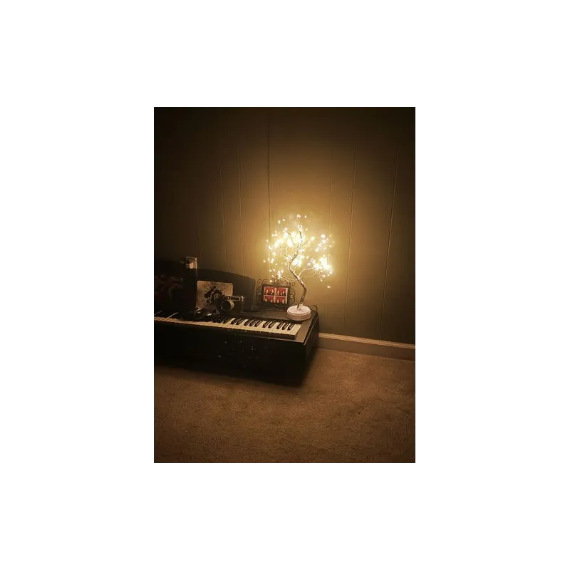 Bonsai artifical argintiu , incarcare USB si Baterii AAA ,108 led-uri alb cald