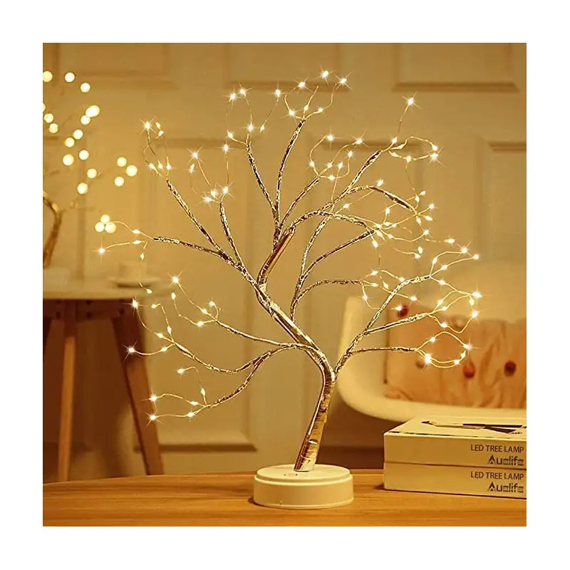 Bonsai artifical argintiu , incarcare USB si Baterii AAA ,108 led-uri multicolor