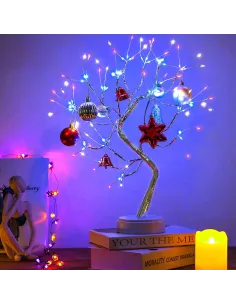 Bonsai artifical argintiu , incarcare USB si Baterii AAA ,108 led-uri multicolor 2