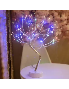 Bonsai artifical argintiu , incarcare USB si Baterii AAA ,108 led-uri multicolor