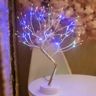 Bonsai artifical argintiu , incarcare USB si Baterii AAA ,108 led-uri multicolor