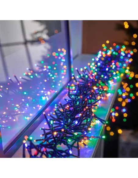 Instalatie de Craciun cluster, 960 Led-uri multicolor, lungime 20M ,interconectabila, 8 jocuri lumini