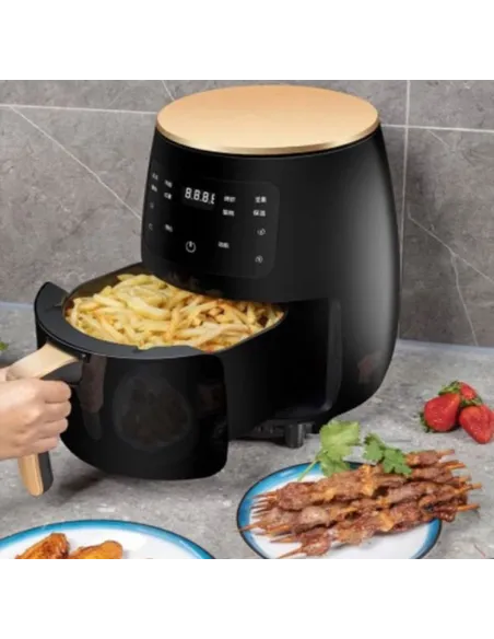 Friteuza fara ulei cu aer cald, Air Fryer 2400 w functie de coacere, prajire 6L + set hartie pentru Air Fryer CADOU