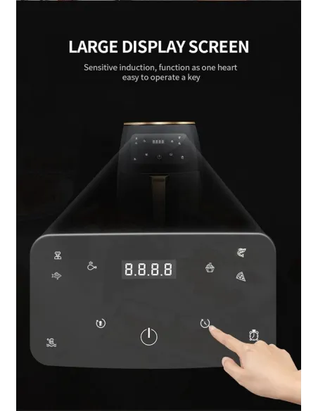 Friteuza fara ulei cu aer cald, Air Fryer 2400 w functie de coacere, prajire 6L + set hartie pentru Air Fryer CADOU