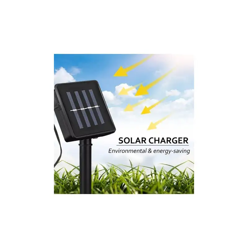 Instalatie solara bila cristal mare, 50 led-uri, Alb Cald, 6.5 m