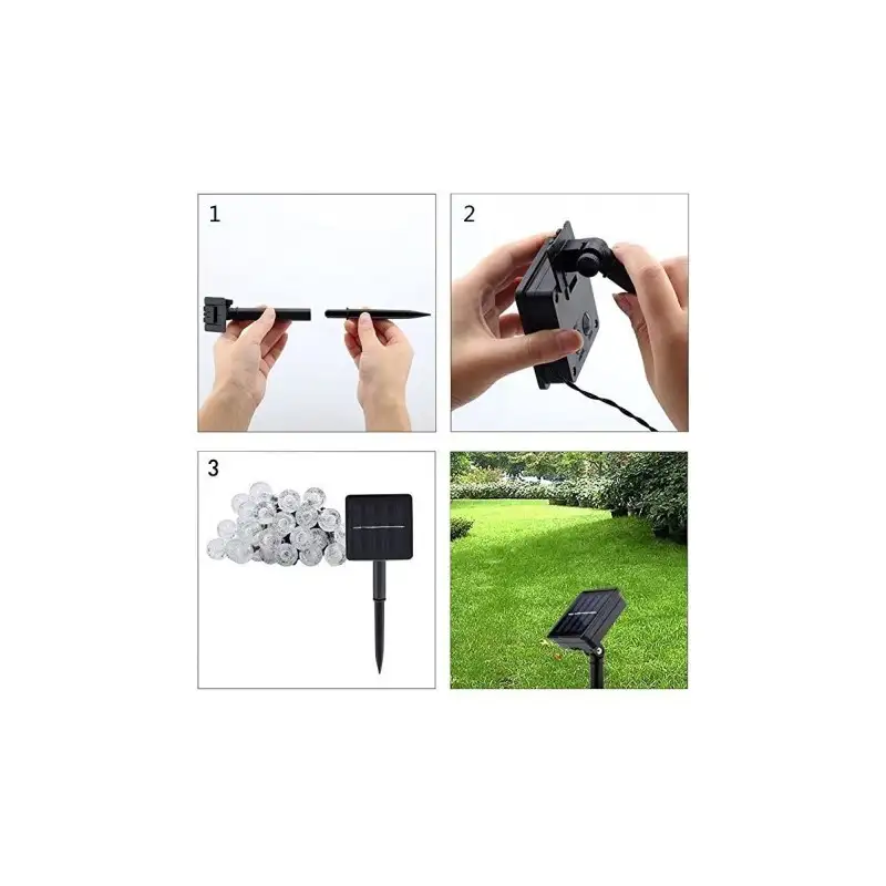 Instalatie solara bila cristal mare, 50 led-uri, Alb Cald, 6.5 m