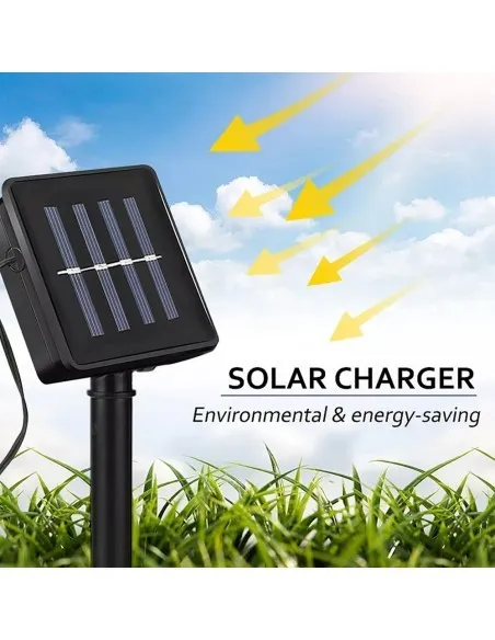 Instalatie solara bila cristal mare, 50 led-uri, Multicolor, 6.5 m, DC2133C