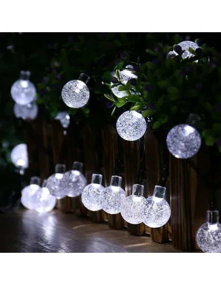 Instalatie solara bila cristal mare, 50 led-uri, alb rece , 6.5 m