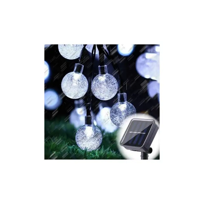 Instalatie solara bila cristal mare, 50 led-uri, alb rece , 6.5 m