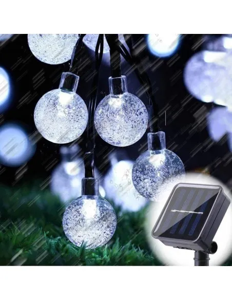 Instalatie solara bila cristal mare, 50 led-uri, alb rece , 6.5 m