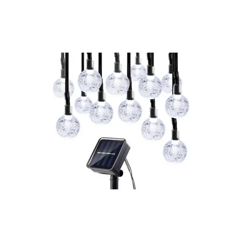 Instalatie solara bila cristal mare, 50 led-uri, alb rece , 6.5 m