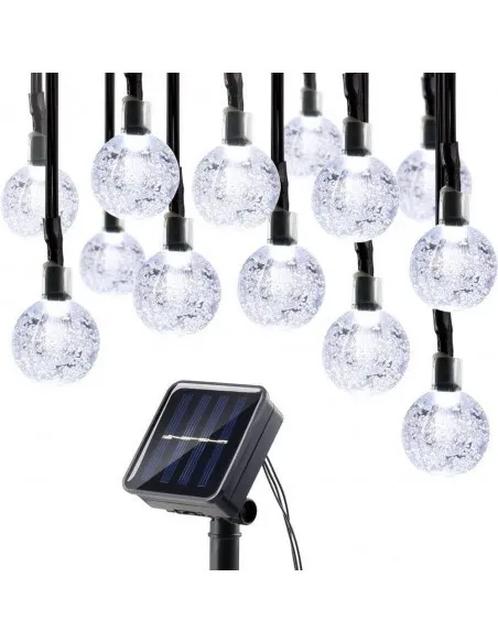 Instalatie solara bila cristal mare, 50 led-uri, alb rece , 6.5 m