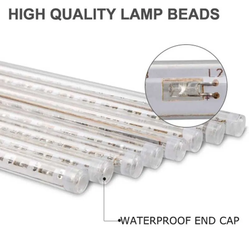 Instalatie tub luminos tip meteorit, 50 cm, 8 tuburi, albastru