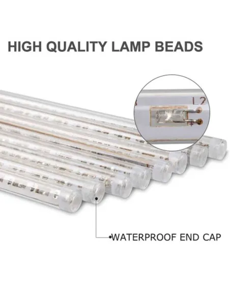 Instalatie tub luminos tip meteorit, 50 cm, 8 tuburi, albastru