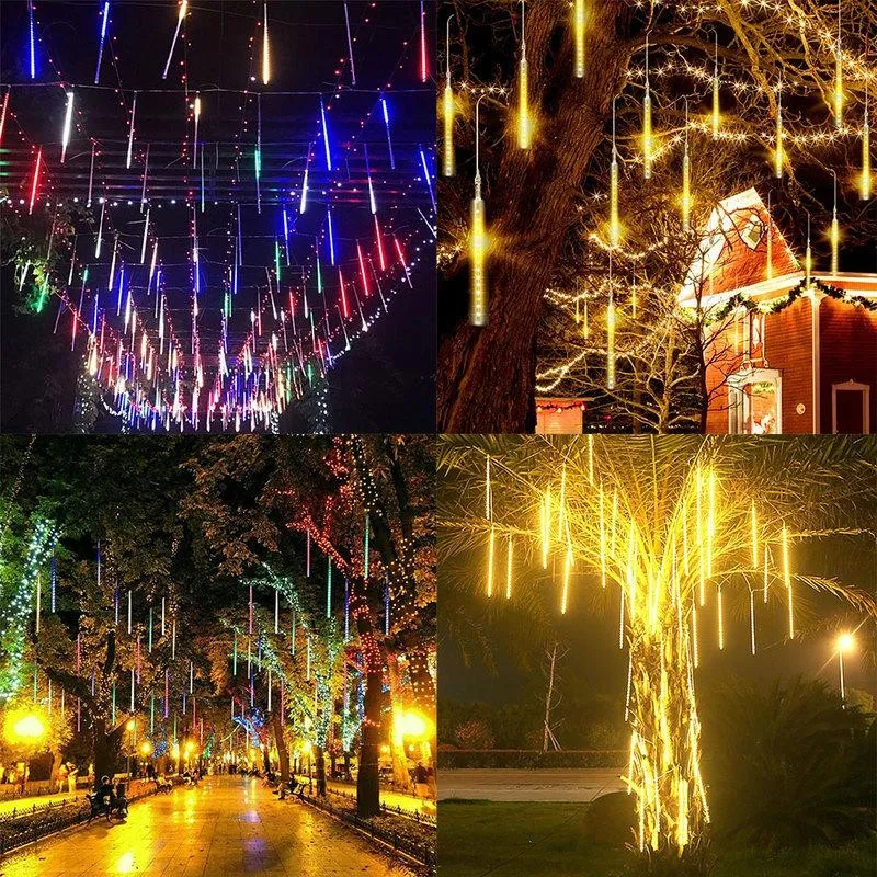 Instalație LED Meteorit 50cm – 8 Tuburi Luminoase, Multicolor, Interior & Exterior