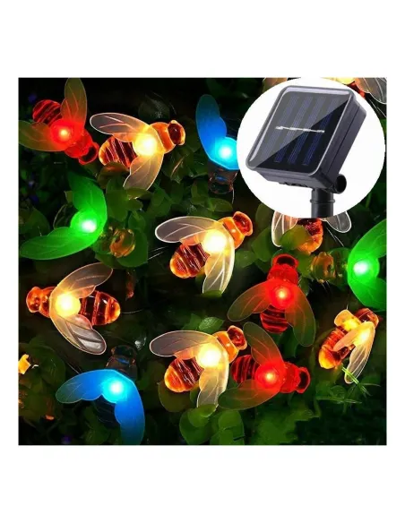 Instalatie solara albinute, 50 led-uri, multicolor, 6.5 m