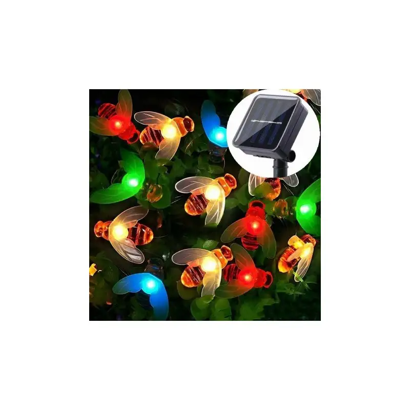 Instalatie solara albinute, 50 led-uri, multicolor, 6.5 m