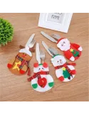Set 4 huse decorative pentru tacamuri, modele de Craciun