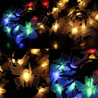 Instalatie solara 50 LED, ghirlanda luminoasa cu fluturi