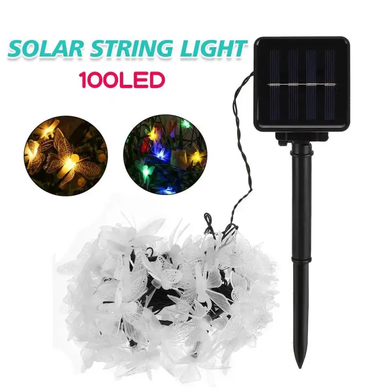 Instalatie solara 50 LED, ghirlanda luminoasa cu fluturi