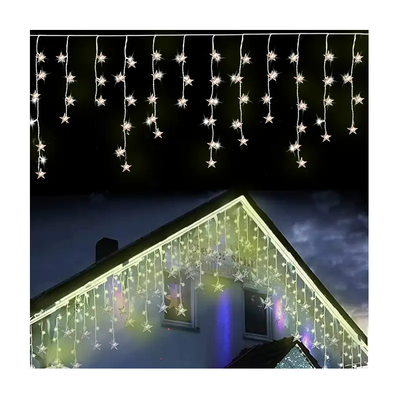 Instalatie Perdea turturi cu stele luminoase, 3M, banda led turnat, 8 jocuri de lumini, Interconectabila, IP44, 2025