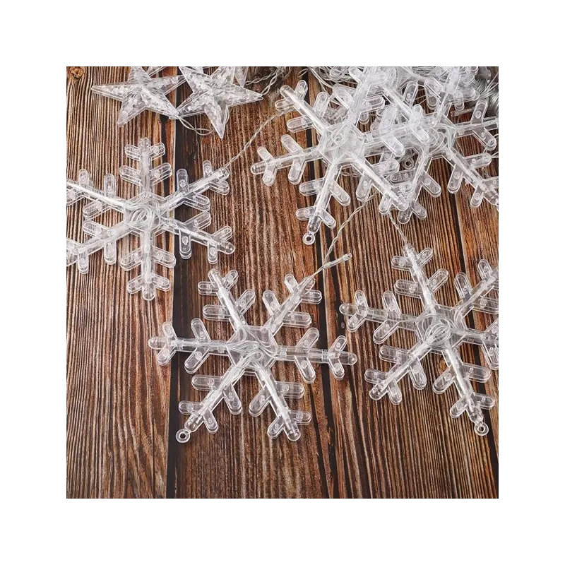 Instalatie perdea cu fulgi si stele, 3x1m, alb