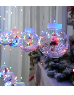 Instalatie tip globuri cu Mos Craciun, 10 2
