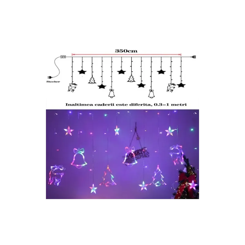 Instalatie Craciun - perdea luminoasa ploaie 12