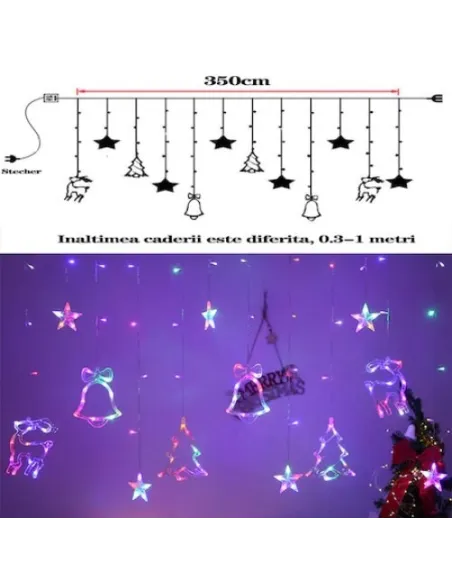 Instalatie Craciun - perdea luminoasa ploaie 12