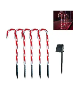 Set 5 decoratiuni luminoase solare pentru Craciun, Acadele, pentru exterior, incarcare solara 2