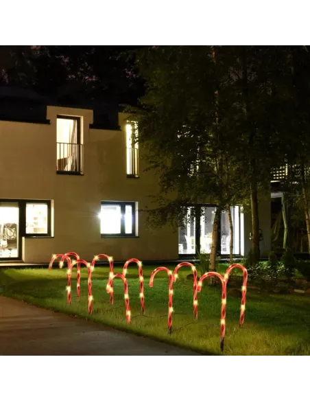 Set 5 decoratiuni luminoase solare pentru Craciun, Acadele, pentru exterior, incarcare solara