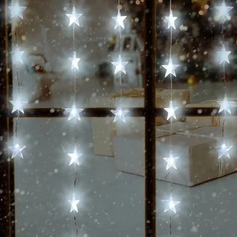 Instalatie Perdea turturi cu stele luminoase, 3M, banda led turnat, 8 jocuri de lumini, Interconectabila, IP44, 2025