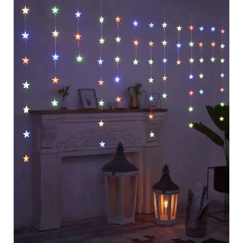 Instalatie Perdea turturi cu stele luminoase, 3M, banda led turnat, 8 jocuri de lumini, Interconectabila, IP44, 2025