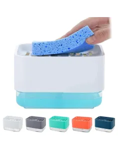 Dozator de săpun, cu pompă, pentru săpun lichid cu suport pentru burete 330ML