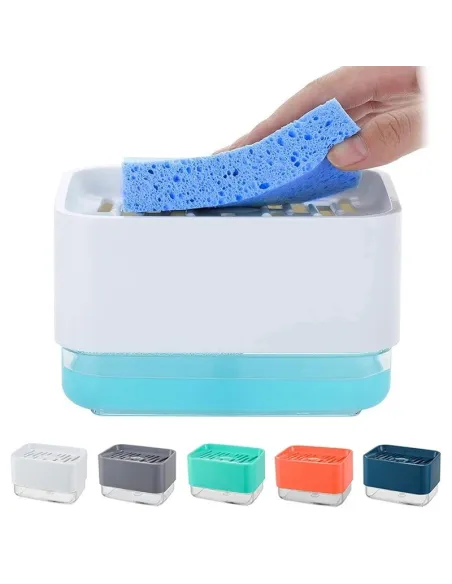 Dozator de săpun, cu pompă, pentru săpun lichid cu suport pentru burete 330ML