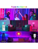 Instalatie Artificii LED Smart, RGB Muzica, telecomanda si control din smartphone, multicolor