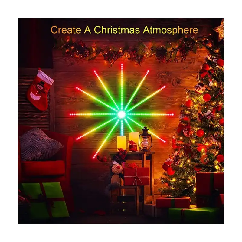Instalatie Artificii LED Smart, RGB Muzica, telecomanda si control din smartphone, multicolor