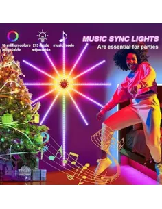 Instalatie Artificii LED Smart, RGB Muzica, telecomanda si control din smartphone, multicolor 2