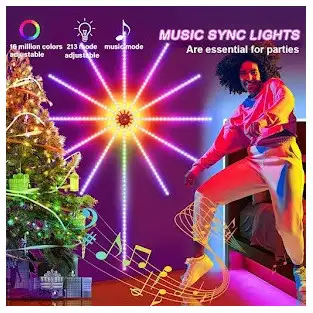 Instalatie Artificii LED Smart, RGB Muzica, telecomanda si control din smartphone, multicolor 2