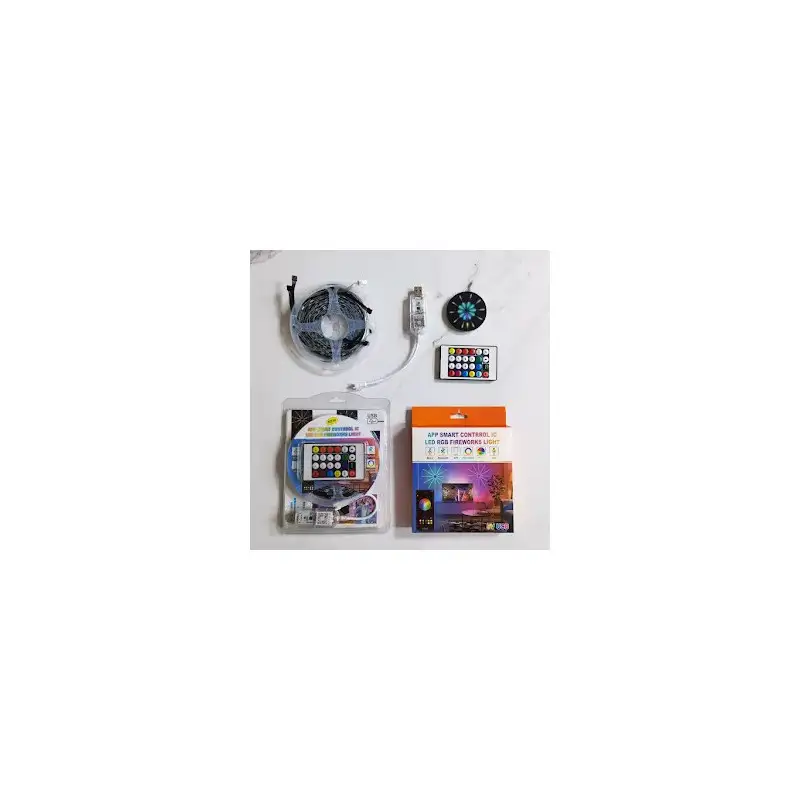 Instalatie Artificii LED Smart, RGB Muzica, telecomanda si control din smartphone, multicolor