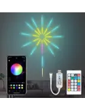 Instalatie Artificii LED Smart, RGB Muzica, telecomanda si control din smartphone, multicolor