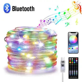 Instalatie Craciun 200 Smart Led, RGB, 20m, APP , telecomanda, USB, jocuri de lumini in functie de ritm muzica