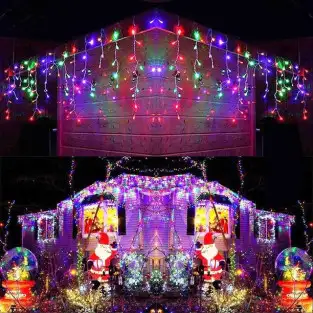 Instalatie pentru Craciun 8 metri - franjuri, cu LED-uri tip turturi interconectabile 2