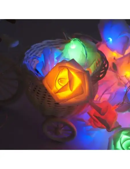 Veioza trandafir cu 24 de leduri, alb/crem, 45 cm