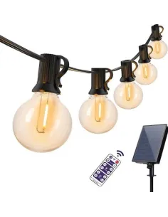Ghirlanda luminoasa de Craciun, Exterior IP44, cu panou, 4.5 m, 12 becuri, Interconectabila, telecomanda inclusa, Alb cald