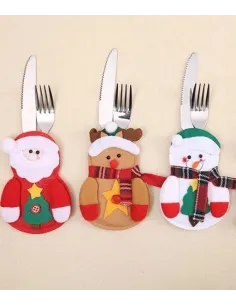 Set 6 huse decorative pentru tacamuri, modele de Craciun