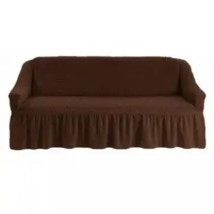 Husa cu Volane, elastica si creponata, pentru Canapea cu 3 locuri - Maro